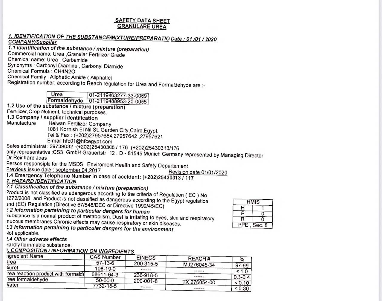 Scheda di Sicurezza - Pagina 1
